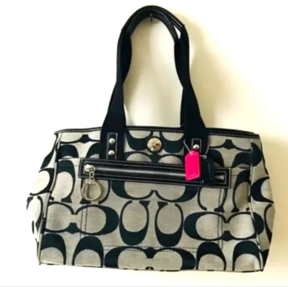 COACH AUTHENTIC BAG F14878 DAISY SIGNATURE CANVAS LEATHER TRIM B PREOWNED - Picture 3 of 15